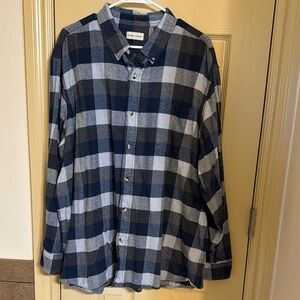 Navy and Light Gray Plaid Shirt